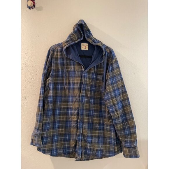 RedHead Blue & Green Plaid Lined Button Up Shirt  hoodie Mens Size XL shacket - Picture 1 of 9